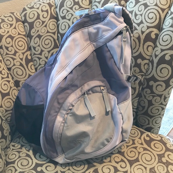 Jansport Handbags - Jansport Purple Gray Sling Crossbody Backpack